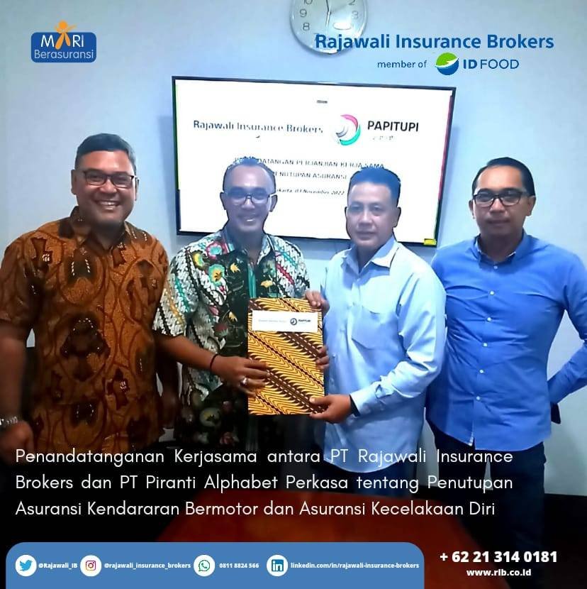Penandatanganan kerjasama PT Rajawali Insurance Brokers dengan PT Piranti Alphabet Perkasa untuk Asuransi Kendaraan dan Kecelakaan Diri